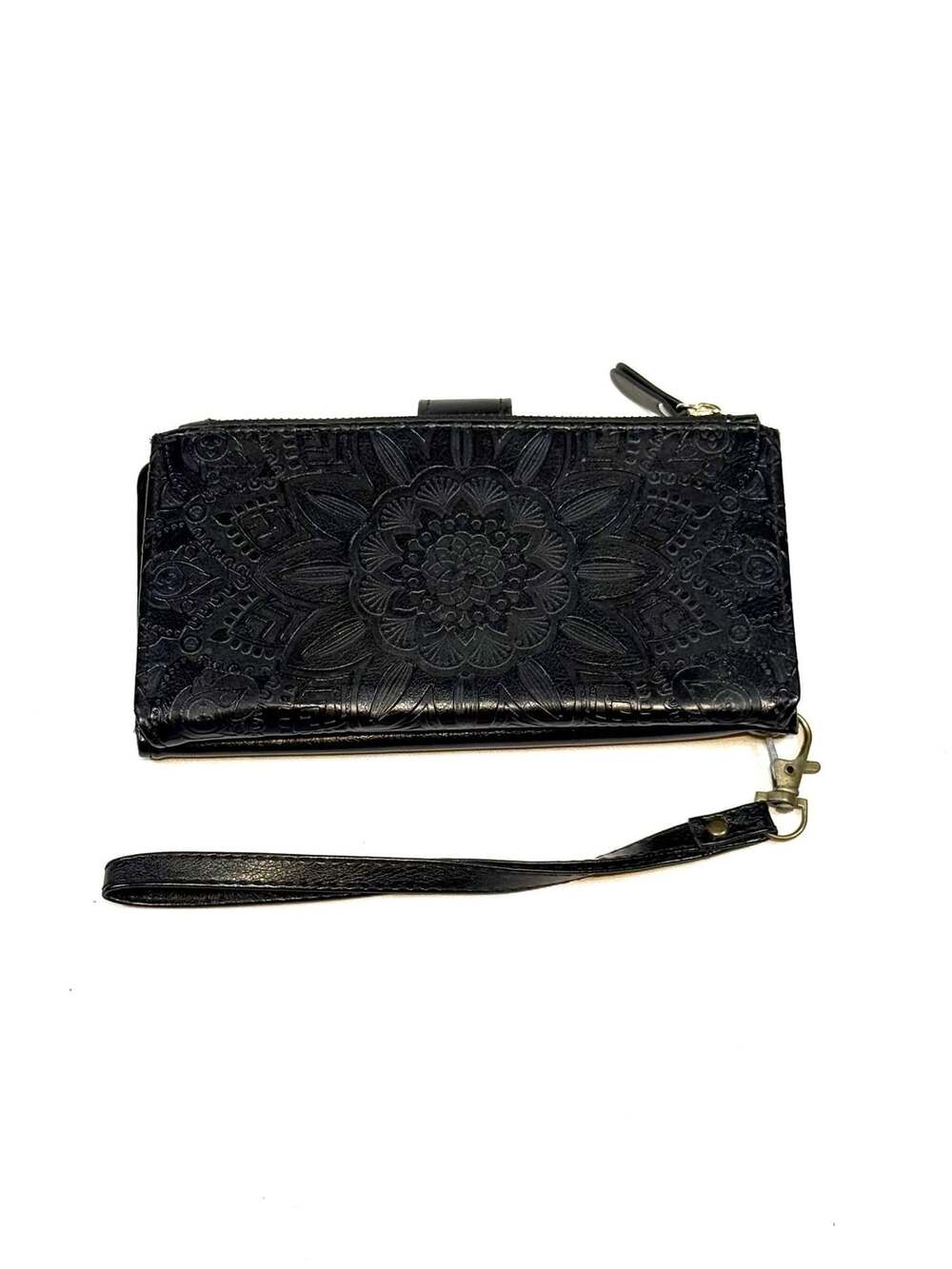 Women's Wristlet Wallet 7in Whimsigoth Y2K Indie Vanguard Heritage Boho Black Em